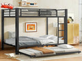 Upgraded & Stronger Heavy Duty Metal Full Over Full Bunk Bed with Trundle for Adults & Teens, Thickened More Stable Safer Bunkbeds (Greater Weight Capacity)