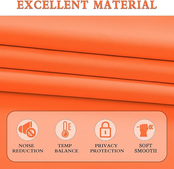 DONREN Extra 108 Inch Long Vibrant Orange Curtains for Villa Livingroom, Vibrant Orange Privacy and Thermal Insulated Blackout Drapes for Long Windows,W52 x L108,Set of 2 Panels