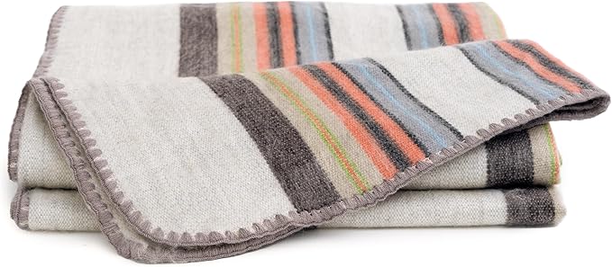 QISU Alpaca Wool Blanket Throw | Large, Beautiful, Warm, Variegated | 85 x 65 inches | Ultra-Soft, Hypoallergenic and Breathable | Non-Itchy or Scratchy Fabric (Relaxing Tans)