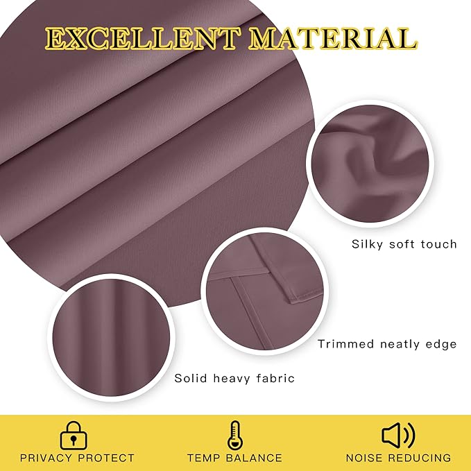 NICETOWN Blackout Doorway Curtain Drape 78 inch Long - Grommet Noise Reducing Thermal Insulated Solid Modern Window Treatments for Bedroom Closet (1 Panel, 52 x 78 Inch, Dry Rose)