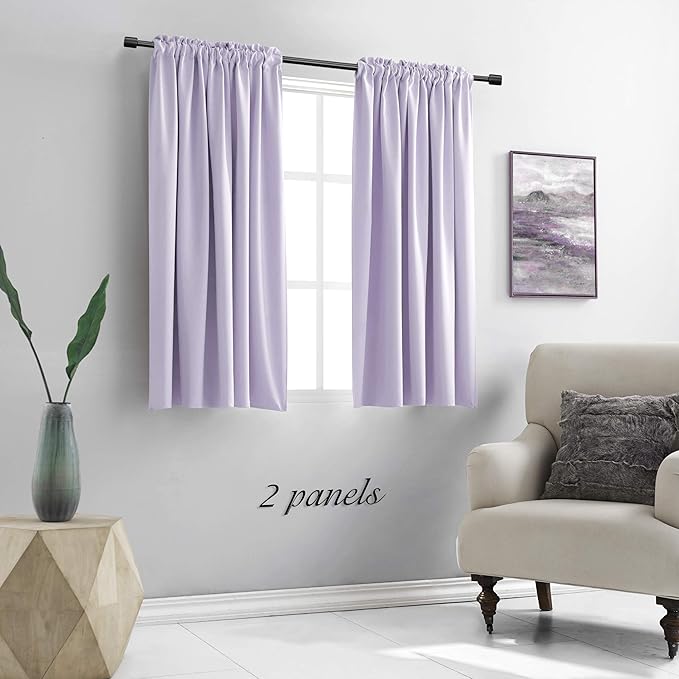 DONREN Lavender Purple Blackout Curtain Panels for Living Room - Thermal Insulated Room Darkening Rod Pocket Drapes for Window (42 x 45 Inch Length,2 Panels)