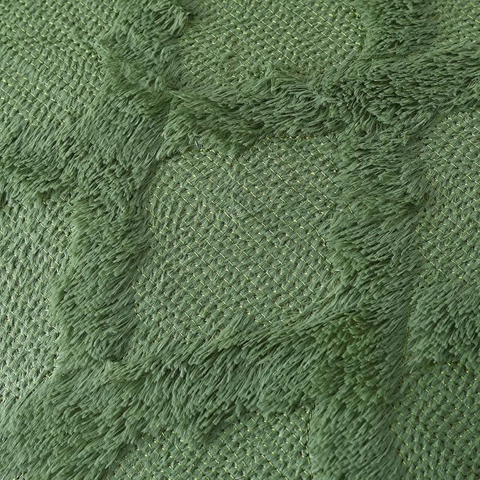 Set of 2 Soft Moroccan Throw Pillow Covers 22x22 Inch Plush Boho Decorative Pillow Cover Accent Cushion Case for Couch Sofa Bed, Olive Green