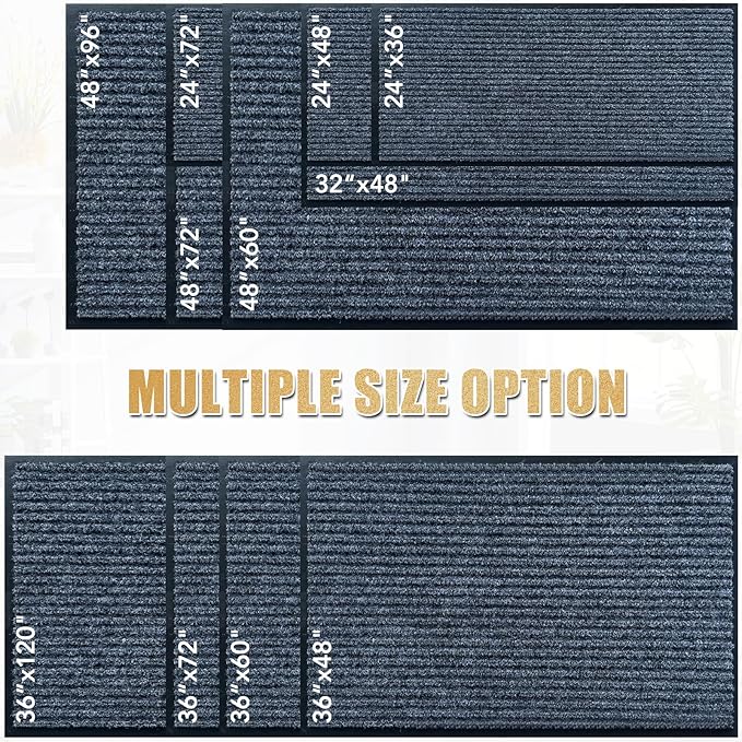 Front Door Mat,3'x4'Indoor Outdoor Door Mat,Heavy Duty Durable Welcome,Commercial Floor Mats Inside Outside Entrance, Waterproof All-Season, All-Weather Non Slip Backing Doormat for Entryway,Dark Gray