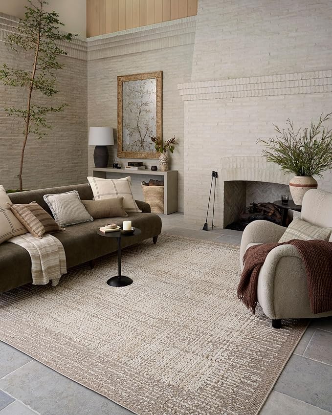 Loloi Amber Lewis Bexley Collection BEX-06 Natural/Taupe 7'-10" x 10' Area Rug Neutral, Textured, Living, Bedroom, Dining, Carpet
