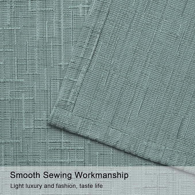 Jacquard Linen Curtains 84 inch Length 2 Panels Thick Faux Linen Blended Window Drapes Burlap Textured Curtains with Grommet for Living Room Bedroom Farmhouse (52x84 Lake Blue) Natural