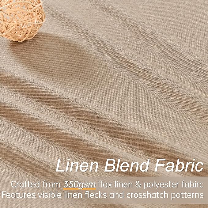 Topfinel Extra Long Total Blackout Linen Curtains 108 Inches Long for Living Room Large Window with Hooks Rings, Pinch Pleated Cold Blocking Acoustic Heavy Taupe Track Curtains 2 Panels 9 FT
