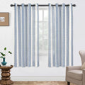 DriftAway Farmhouse Vertical Striped Linen Blend Textured Light Filtering Semi Sheer Curtains for Living Room Bedroom 63 Inches Long Drapes 2 Panels Broad Striped Jean Navy