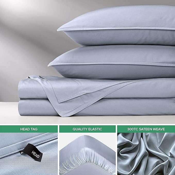 Pure Bamboo California King Sheets, Genuine 100% Organic Viscose Derived from Bamboo Bed Sheet Set, Soft & Cooling, Double Stitching, 2 Year Quality Promise (California King, Sterling Blue)