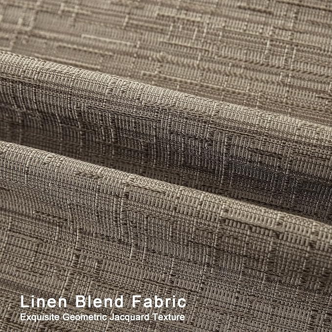 Jacquard Linen Curtains 84 inch Length 2 Panels Thick Faux Linen Blended Window Drapes Burlap Textured Curtains with Grommet for Living Room Bedroom Farmhouse (52x84 Dark Coffee) Natural