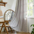 Sutuo Home Boho Curtains for Bedroom Living Room, Semi Blackout Linen Farmhouse Shabby Chic Tassels Window Treatment Bohemian Embroidery Drape, Rod Pocket 1 Panel 52" W x 72" L, Brown
