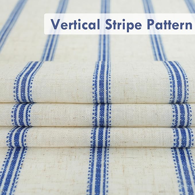 DriftAway Farmhouse Vertical Striped Linen Blend Textured Light Filtering Semi Sheer Curtains for Living Room Bedroom 54 Inches Long Drapes 2 Panels