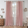 DriftAway Farmhouse Vertical Striped Linen Blend Textured Light Filtering Semi Sheer Curtains for Living Room Bedroom 108 Inches Long Drapes 2 Panels Broad Striped Red