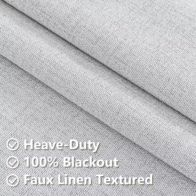 100% Blackout Curtains 84 Inch Length 2 Panels Set, Black Out Curtains for Living Room, Off-White Thermal Insulated Grommet Drapes Bedroom Luxury Decor Privacy(52W × 84L inch, Off-White)