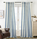 DriftAway Farmhouse Vertical Striped Linen Blend Textured Light Filtering Semi Sheer Curtains for Living Room Bedroom 102 Inches Long Drapes 2 Panels Broad Striped Linen Jean Navy