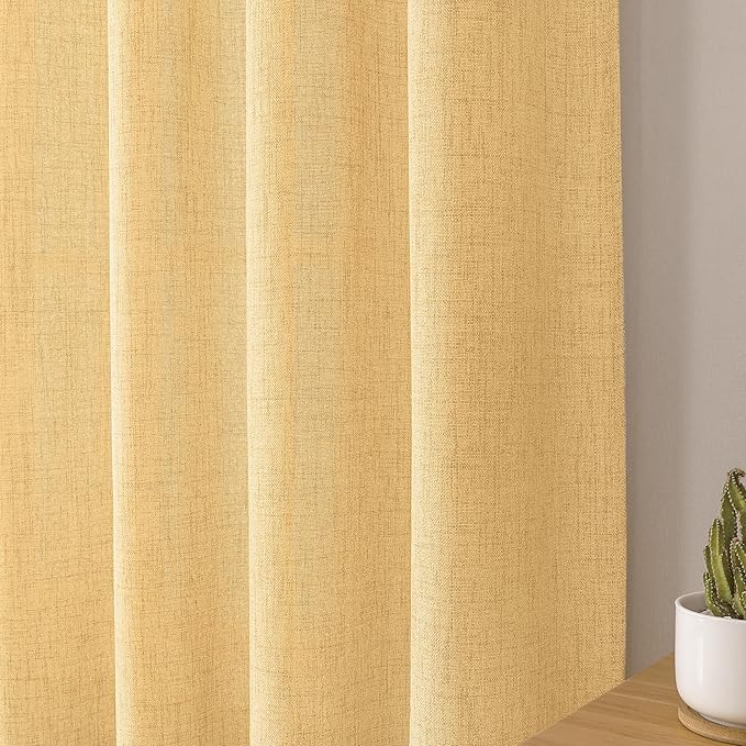 Tollpiz Linen Tier Curtain Rod Pocket Semi Sheer Half Kitchen Curtains Burlap Light Filtering Thick Linen Drape for Bathroom, 30 x 36 inches Long, Beige, Set of 2 Panels