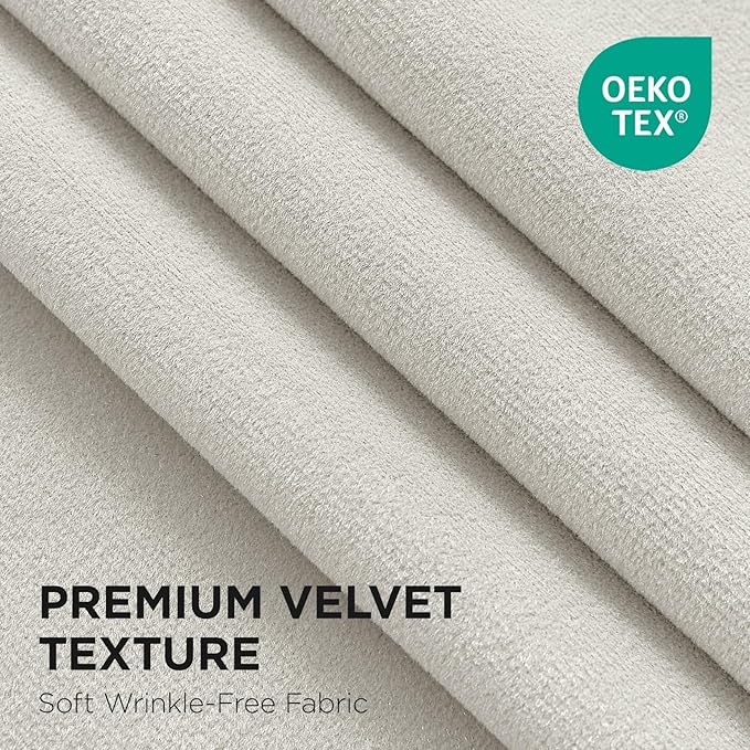 Joydeco White 100% Blackout Curtains 90 Inch 2 Panels, Luxury Thermal White Velvet Curtains for Bedroom Living Room, Soundproof Blackout Window Drapes, Rod Pocket & Back Tab (52W x 90L)