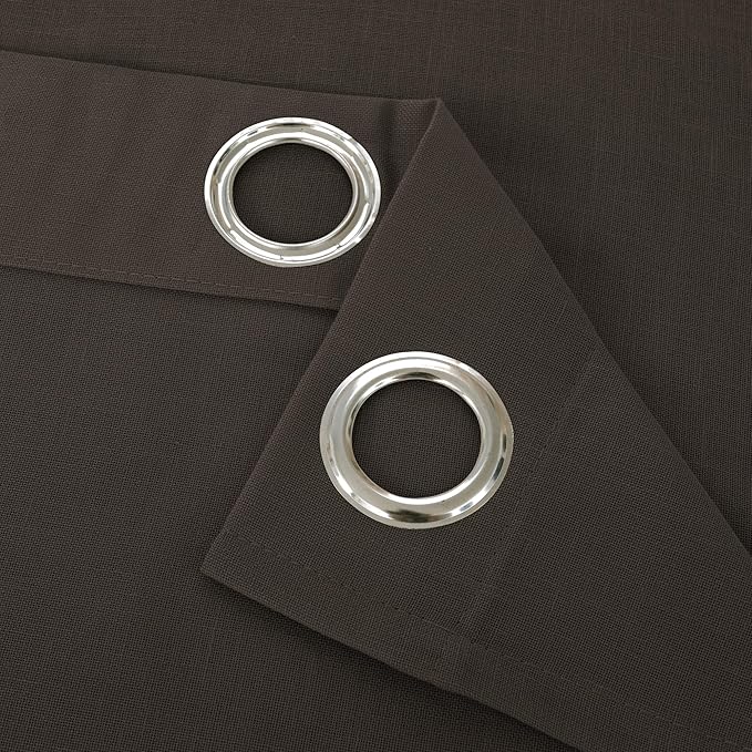YoungsTex Extra Long Brown Linen Curtains 95 Inch Length for Living Room, Light Filtering Drapes Semi Sheer with Grommet Rustic for Dining Bedroom, 2 Panels, 52 X 95 Inch