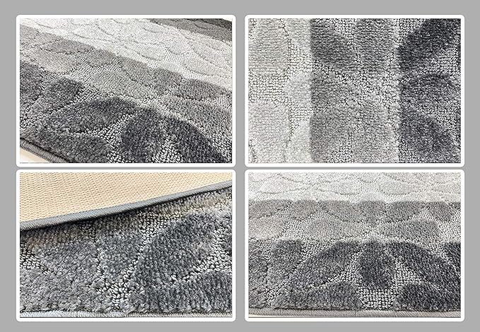 Custom Length Hallway Runner Rug,Slip Resistant,Flower Grey, 26 Inch X 11 feet, Sold and Priced Per Foot