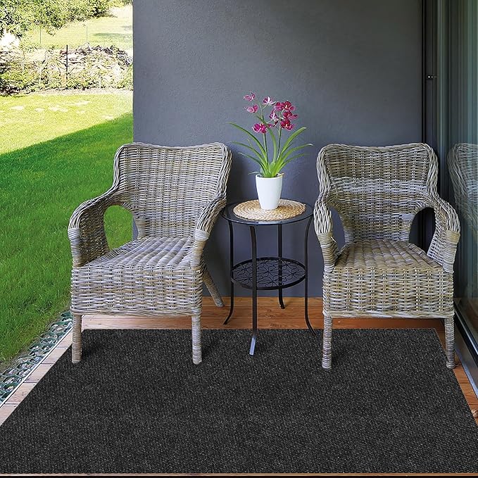 Ottomanson Commercial Scrape Rib Entry Mat – Heavy Duty Ribbed Floor Mat for High Traffic – Non Slip Rubber Back, Waterproof – Indoor Outdoor Use for Offices, Schools, Lobbies, 2'7" x 20', Black