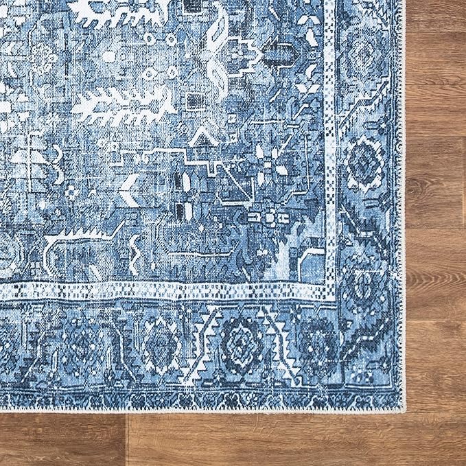 Bloom Rugs Washable Non-Slip 10x14 Rug - Blue Traditional Oriental Area Rug for Living Room, Bedroom, Dining Room, and Kitchen - Exact Size: 10' x 14'