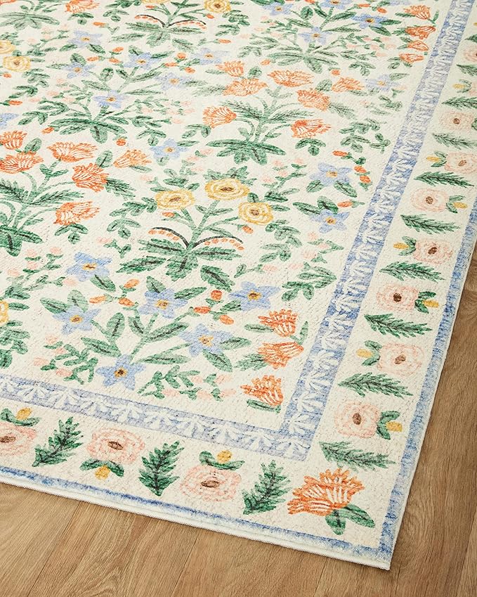 Loloi Rifle Paper Co. Eden Collection EDE-02 Mughal Garden Cream 5'-0" x 7'-6" Area Rug feat. CloudPile™