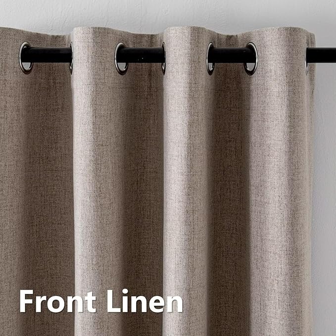 100% Blackout Curtains 96 Inch Length 2 Panels Set, Black Out Curtains for Living Room, Linen Thermal Insulated Grommet Drapes Bedroom Luxury Decor Privacy(37W × 96L inch, Linen)