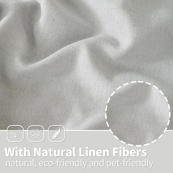 YoungsTex 72 Inch Length Grey Linen Curtains for Living Room, Light Filtering Window Drapes with Grommet Rustic Semi Sheer Privacy for Dining Bedroom, 2 Panels, 52 X 72 Inch