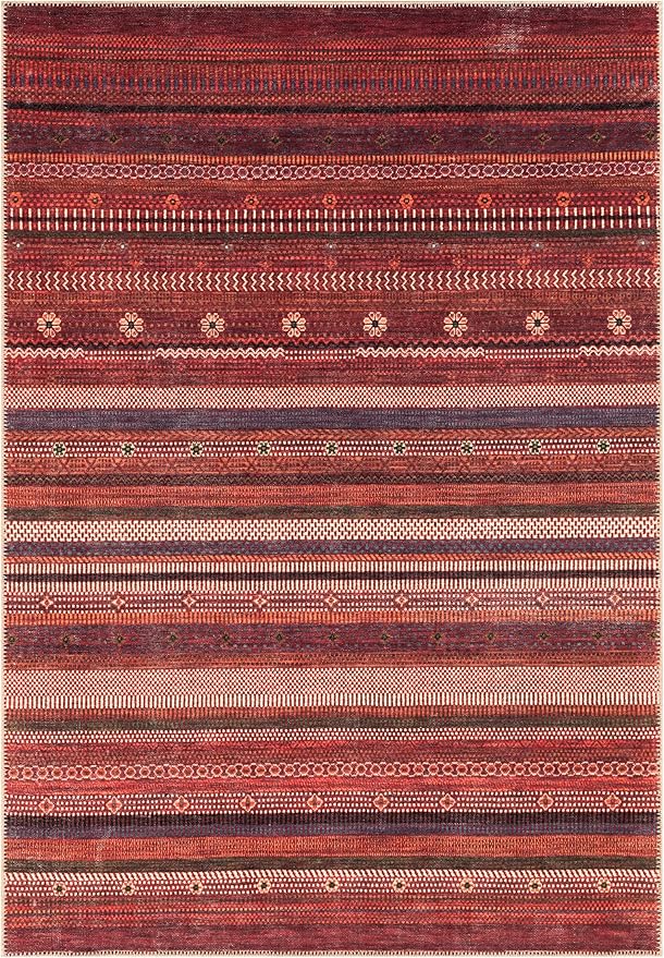 Keen Home Design 9x12 Rug - Machine Washable Area Rug with Non-Slip Backing, Ideal for Living Room, Dining Room, Bedroom - Vintage, Easy Clean, Durable, Low Pile Rug - (9' x 12')