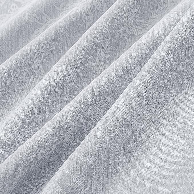 FMFUNCTEX Grey Floral Jacquard Blackout Curtains 108 Inches Long for Bedroom, Scroll Flower Chenille Farmhouse Curtains for Living Room Darkening Thermal Insulated Grommet Window Drapes 2 Panels