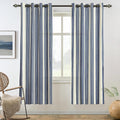 DriftAway Farmhouse Vertical Striped Linen Blend Textured Light Filtering Semi Sheer Curtains for Living Room Bedroom 63 Inches Long Drapes 2 Panels Broad Striped Dark Navy