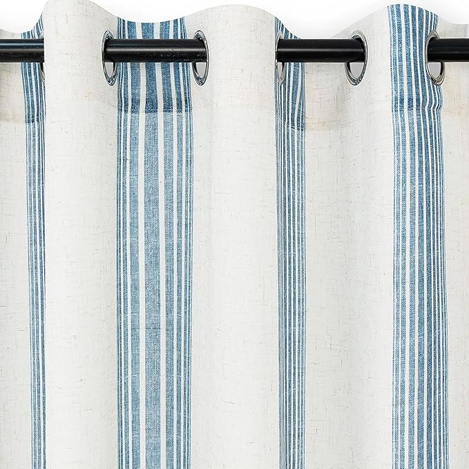 DriftAway Stripe 2 Panels Curtains Linen Blend Textured Window Privacy Light Filtering Drapes for Living Room Bedroom Grommet 84 Inch