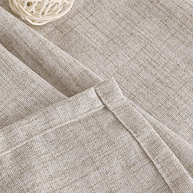 YoungsTex Short Linen Curtains 48 Inches Length for Small Window, Light Filtering Drapes with Bronze Grommet Textured Sheer Privacy for Kitchen Bathroom, 34 x 48 Inch, 2 Panels