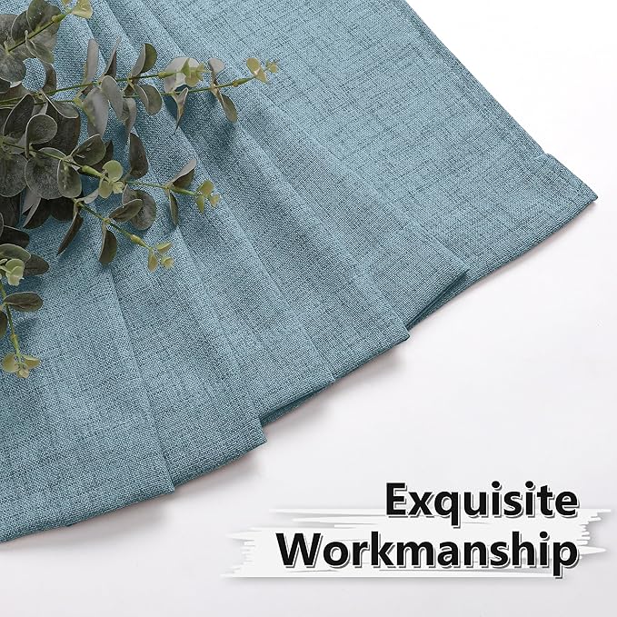 Tollpiz Linen Curtains Living Room Rod Pocket Semi Sheer Curtain Burlap Light Filtering Thick Linen Drapes for Bedroom, 38 x 63 inches Long, Dusty Blue, Set of 2 Panels