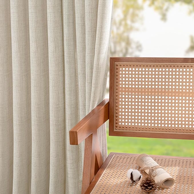 YoungsTex Linen Curtains 84 Inch Length for Living Room, Light Filtering Semi Sheer Window Drapes with Bronze Grommet Privacy for Bedroom Farmhouse Decorative, 42 x 84 Inch, 2 Panels