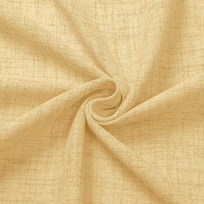 Tollpiz Short Linen Curtain Bedroom Rod Pocket Semi Sheer Curtains Burlap Light Filtering Thick Linen Drape for Living Room, 38 x 54 inches Long, Beige, Set of 2 Panels