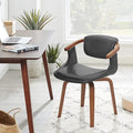 Art Leon Desk Chair No Wheels, Mid Century Modern Swivel Accent Chair, Faux Leather Home Office Desk Chair for Small Spaces Living Room Bedroom, Gray