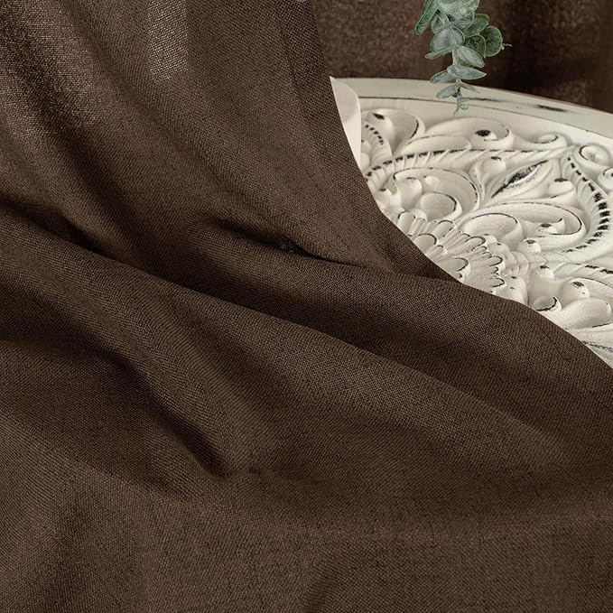 YoungsTex Linen Curtains 54 Inch Length for Living Room, Light Filtering Bronze Grommet Textured Window Drapes Privacy for Bedroom Farmhouse Decorative,Brown, 42 x 54 Inch, 2 Panels