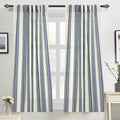 DriftAway Farmhouse Vertical Striped Linen Blend Textured Light Filtering Semi Sheer Curtains for Living Room Bedroom 54 Inches Long Drapes 2 Panels Broad Striped Linen Dark Blue
