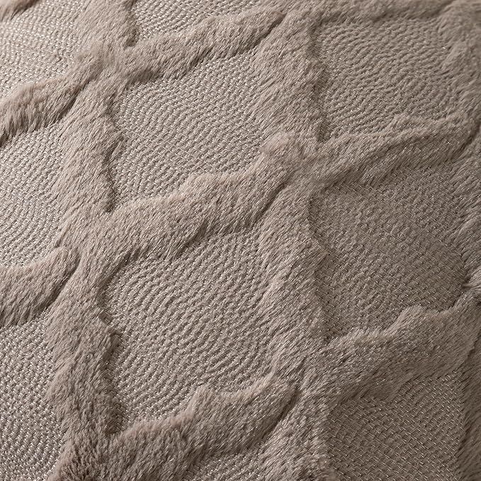 Set of 2 Soft Moroccan Throw Pillow Covers 18x18 Inch Plush Boho Decorative Pillow Cover Accent Cushion Case for Couch Sofa Bed, Deep Grey