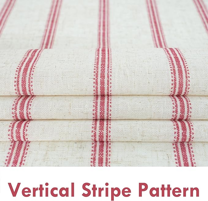 DriftAway Farmhouse Vertical Striped Linen Blend Textured Light Filtering Semi Sheer Curtains for Living Room Bedroom 96 Inches Long Drapes 2 Panels