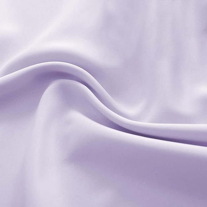 DONREN Room Darkening Window Curtain Panels for Bedroom - Rod Pocket Blackout Solid Curtains for Dining Room(Light Purple,52 W x 90 L 2 Panels)