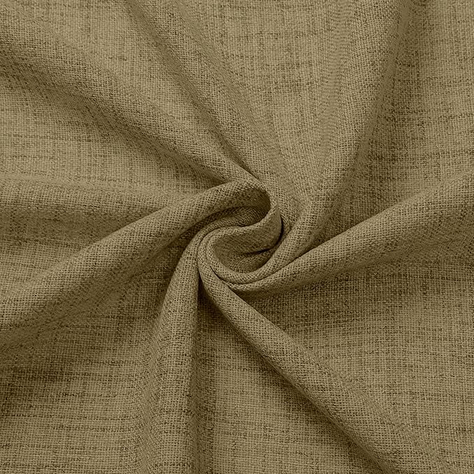 Tollpiz Short Linen Curtain Bedroom Rod Pocket Semi Sheer Curtains Burlap Light Filtering Thick Linen Drape for Living Room, 38 x 54 inches Long, Taupe, Set of 2 Panels