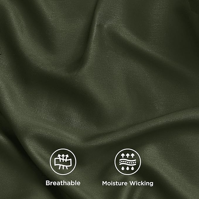Bedsure Full Size Bed Sheets, Cooling Sheets, Rayon Derived from Bamboo, Breathable & Soft, Deep Pocket Up to 16 Inches, Hotel Luxury Silky Bedding for Hot Sleepers, Olive Green