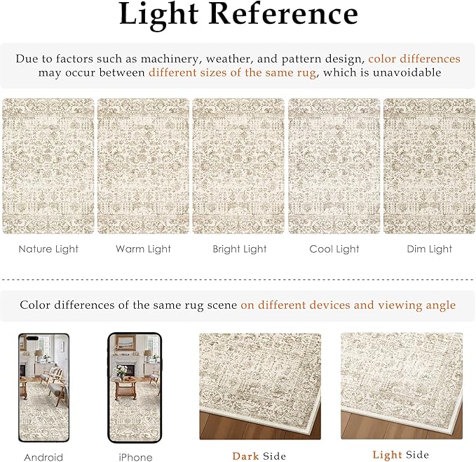 Light Brown Runner Rug 2x5 Hallway Machine Washable Kitchen Vintage Distressed Non Slip Long Carpet Indoor Retro Floral Bedroom Accent Throw Rug for Bathroom Office Laundry Dining Room