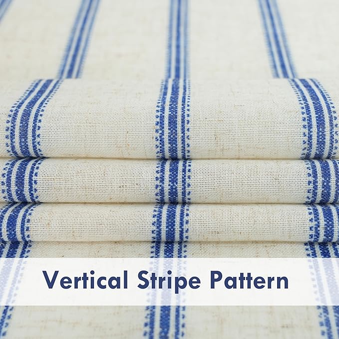 DriftAway Farmhouse Vertical Striped Linen Blend Textured Light Filtering Semi Sheer Curtains for Living Room Bedroom 120 Inches Long Drapes 2 Panels