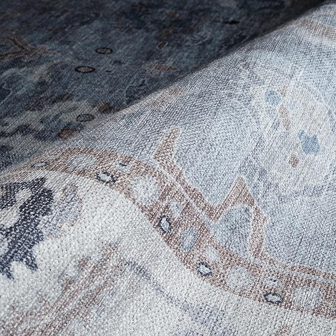 Fame Rugs Gray Modern Oushak Rug 5x7, Washable Vintage Turkish Colorful Oriental Antique Inspired Area Rugs, Luxury Living Room Bedroom (Gbeige, 6' x 9')