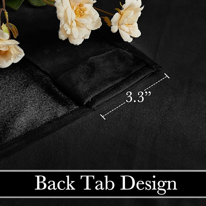 RYB HOME Velvet Room Divider Curtains for Space Separation, Blackout Noise Reduce Barrier for Nursery, Large Window Curtains for Sliding Glass Door, Black, W 62 x L 84, 2 Panels Set
