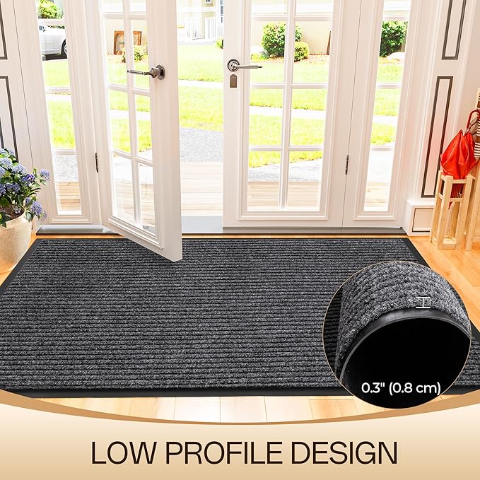 Amyracel Front Door Mat Indoor Outdoor Entrance, 24" x 72" All-Season Waterproof Doormat for Enterway, Heavy Duty Commercial Floor Mat, Fade Resistant, Rubber Back, Low Profile, Easy Clean