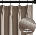 Topfinel 105 Inches Long Custom Black Out Faux Thick Linen Drapery Panels, Taupe Chocolate Brown Pinch Pleated Heat Reflective Neurtral Curtains with Pin Hooks, Luxury Lined Back Tab Drapes Set of 2