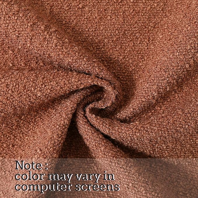 Jeneoo Ocher Decorative Square Thick Accent Terracotta Throw Pillow Covers Fine Textured Boucle Couch Cushion Cases for Sofa Decor, Set of 1, 24 x 24 Inch